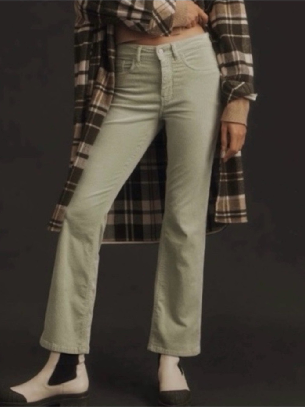 Anthropologie Pilcro‎ The Yaya Light Green Mid Rise Cropped Corduroy Pants